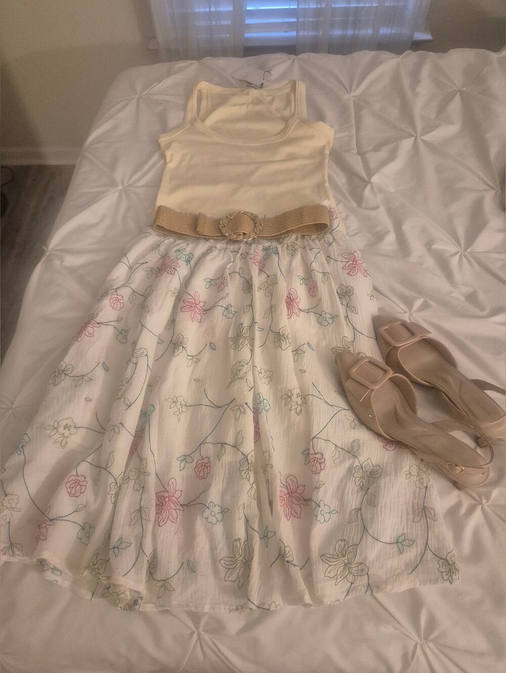 Floral Skirt with Belt